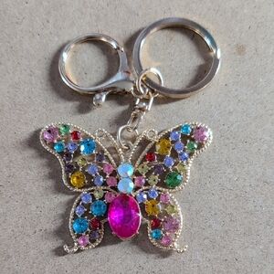 Butterfly Keychain Bag Charm Colorful, Super Sparkly Beauty